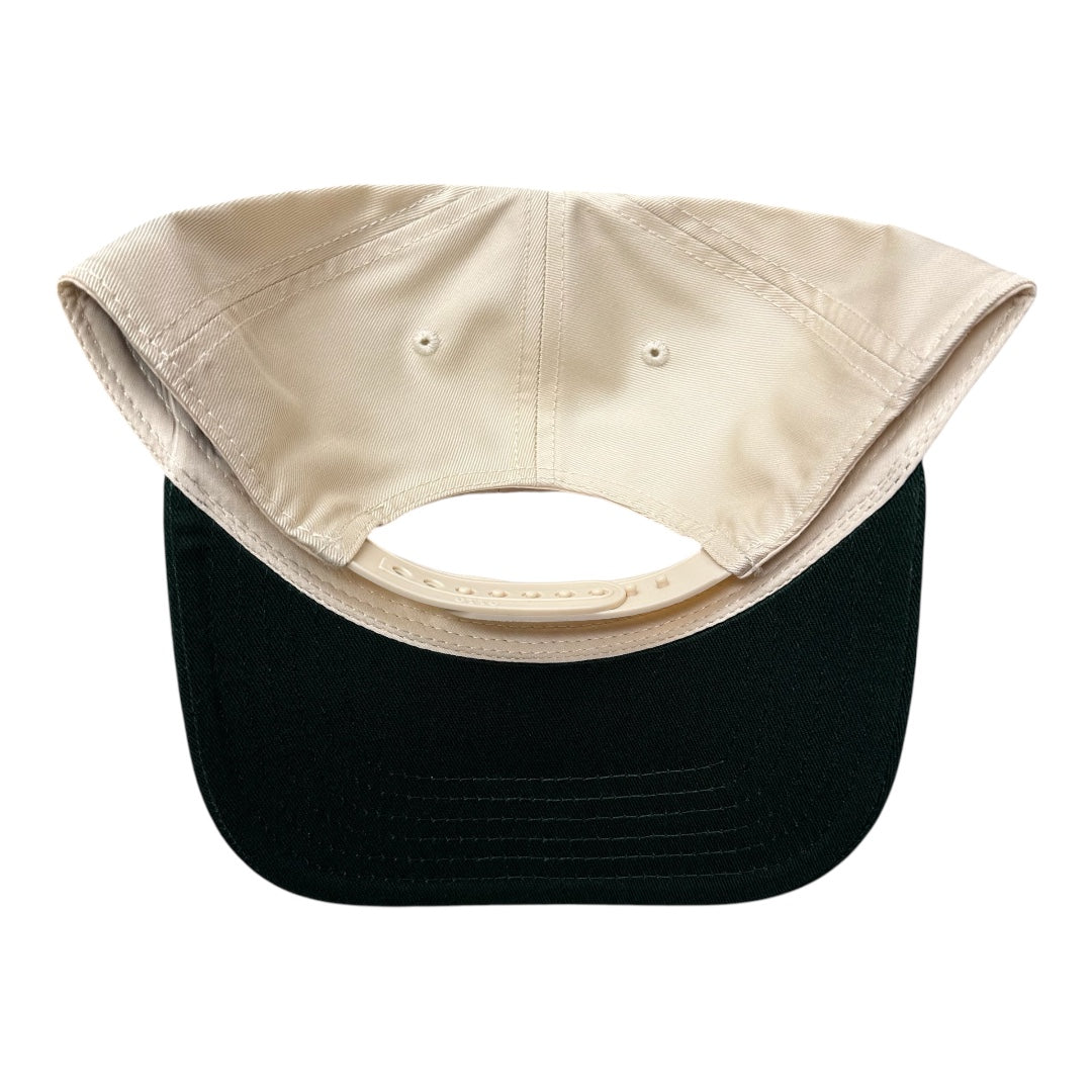 TRUE LOVE LOS ANGELES 5 Panel Baseball Cap :: FOR CALIFORNIA FIRE RELIEF - Dark Green/Natural